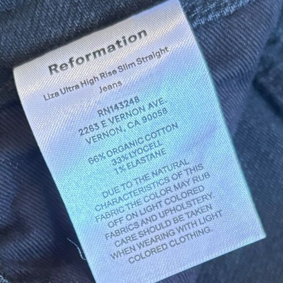 Reformation Denim Liza Ultra High Rise Slim Straight Black Jeans Nordstrom - Picture 5 of 7